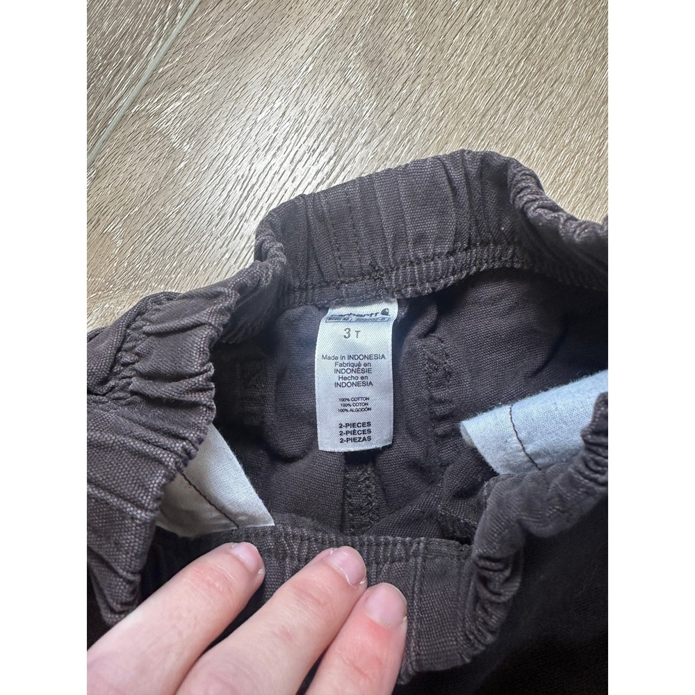 Carhartt Toddler Boys 3T Brown Canvas Cotton Elastic Waist Work Pants - Picture 6 of 7